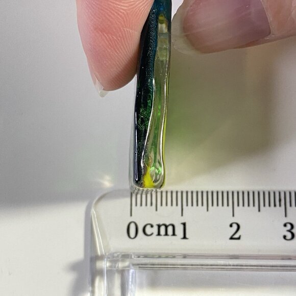 Hand Blown Art Glass Rectangle Pendant Jewelry Charm For Necklace Choker - Picture 5 of 5